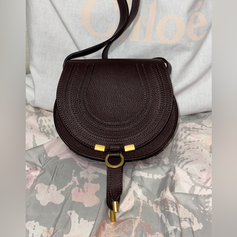 NWT Authentic Chloe Marcie Small Saddle Crossbody Shoulder Bag Deep Violine